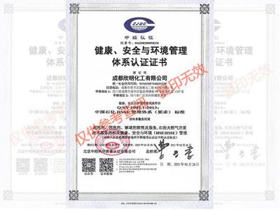 健康、安全與環(huán)境管理體系認(rèn)證證書(shū)